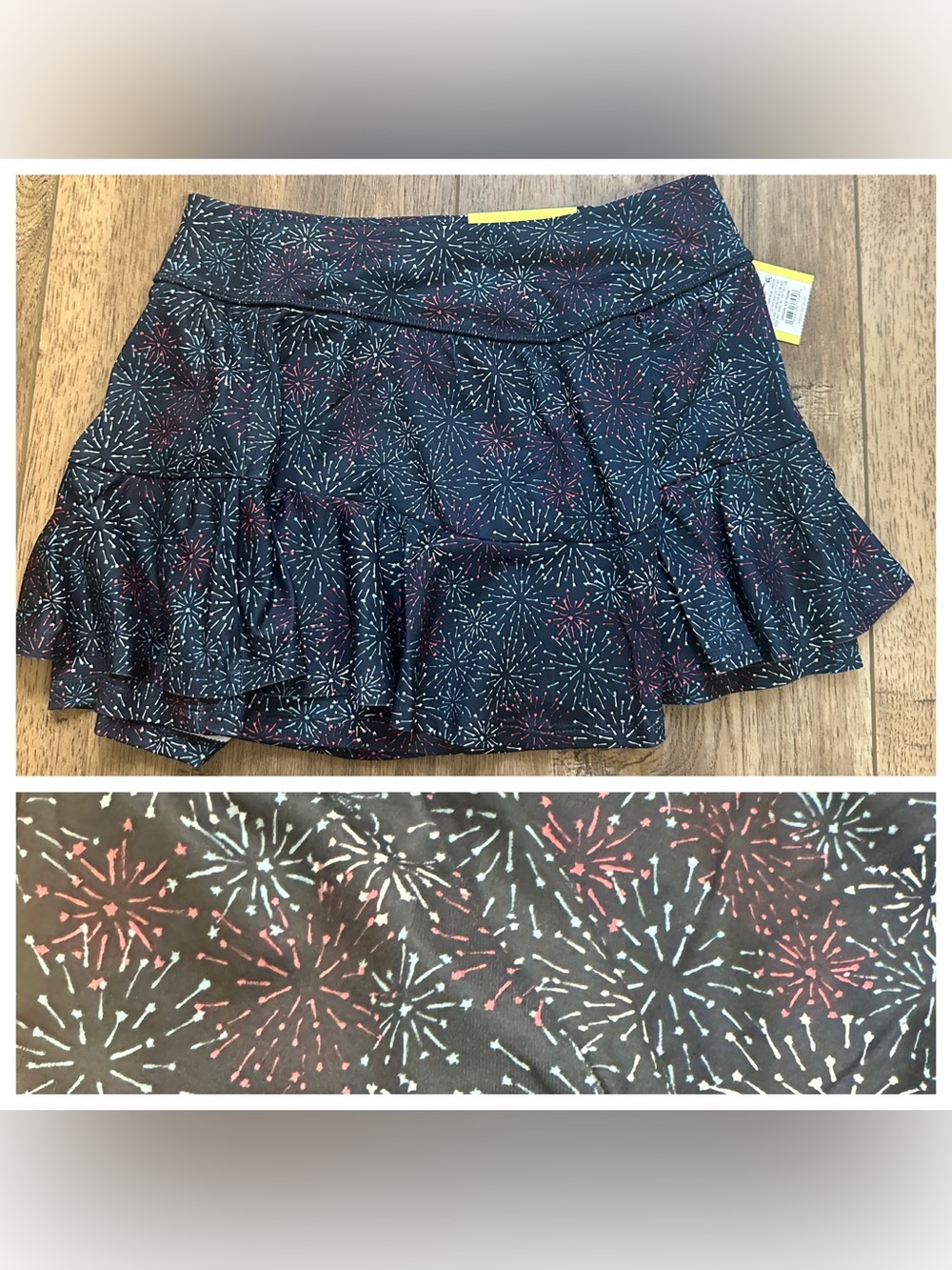 NWT! All in Motion Girl’s Skort, 4th of July, America, Fireworks, Navy L (10/12)